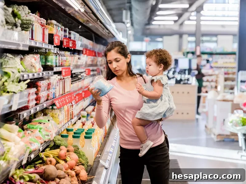 Young mother grocery shopping