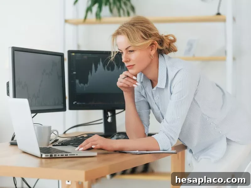Stock broker working
