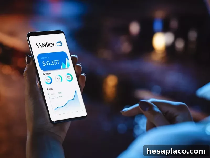 Woman using smartphone to check the balance of her digital wallet