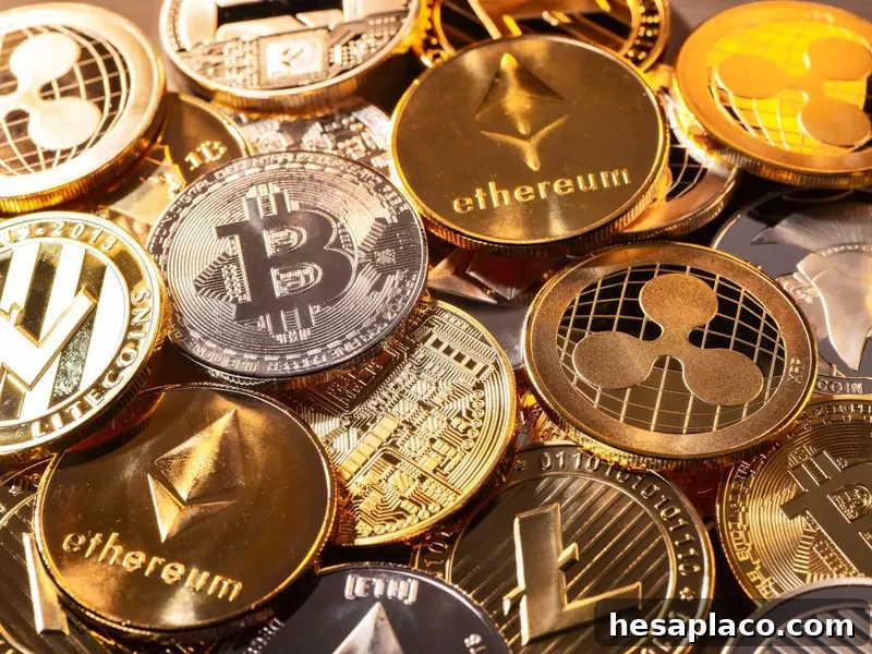 Coins of various cryptocurrencies