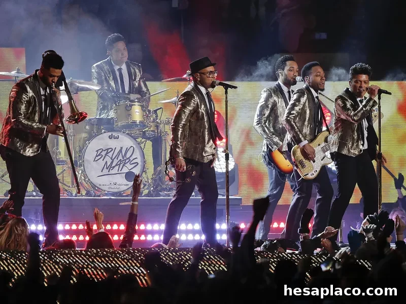 Bruno Mars during Super Bowl XLVIII halftime show