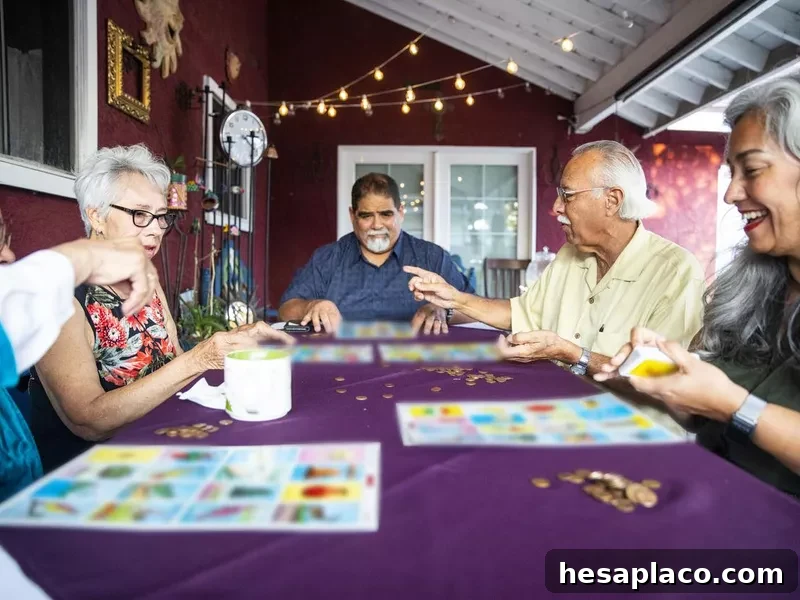 Family playing bingo game