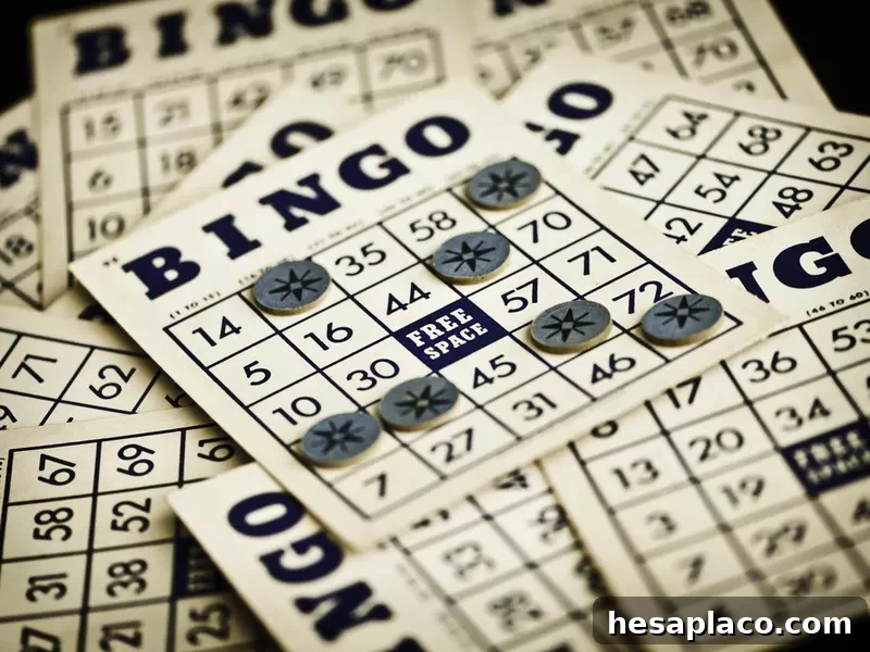 Vintage bingo cards and markers