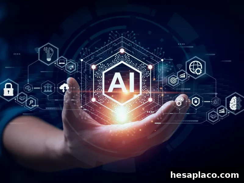 Businessman touching the brain working of artificial intelligence