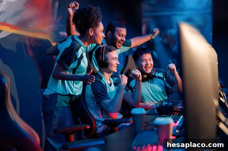 eSports team celebrates during a tournament