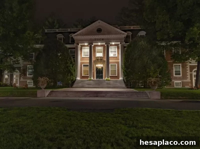 Tuck Business School at Night, Dartmouth College, New Hampshire