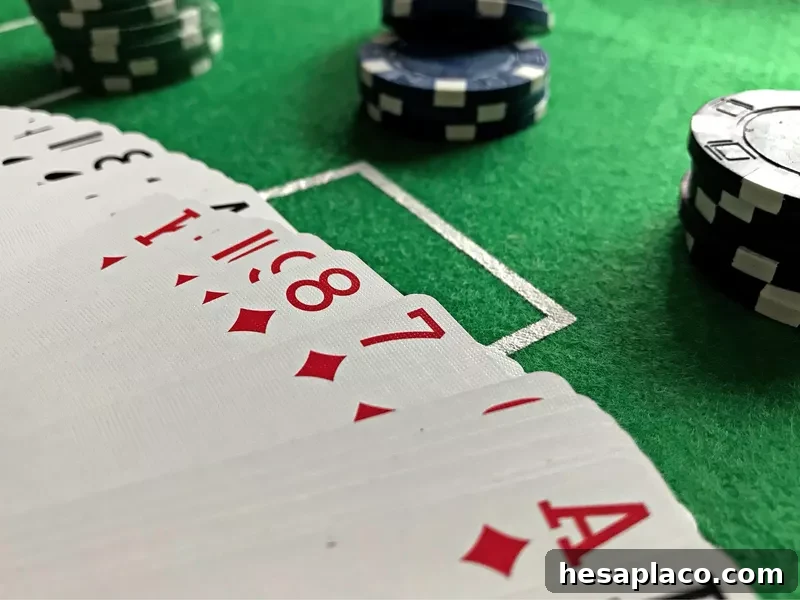 Deck of playing cards with poker chips