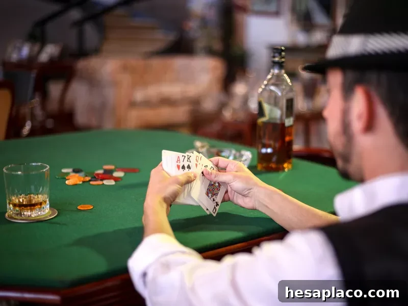 Man holding playing cards