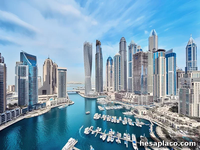 Dubai Marina City skyline in the United Arab Emirates