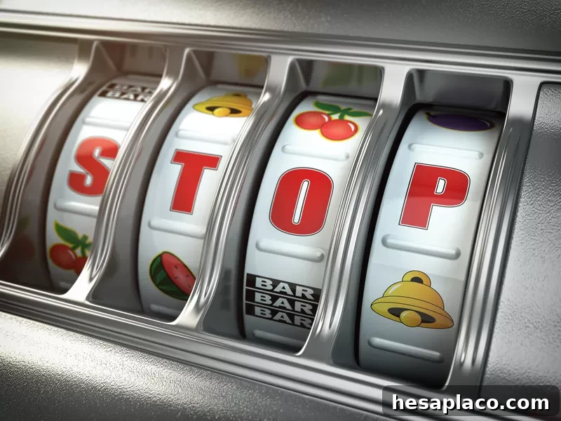 Slot machine saying to stop