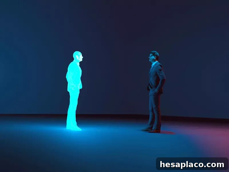 man and hologram