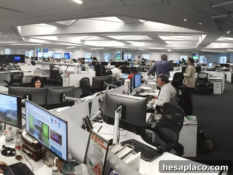 Associated Press journalists in the newsroom at AP headquarters in New York