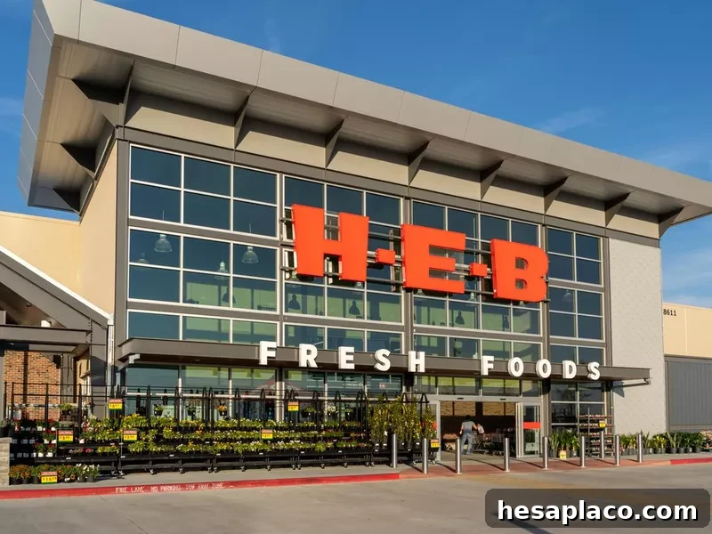 H-E-B supermarket store in Pearland, Texas, USA.