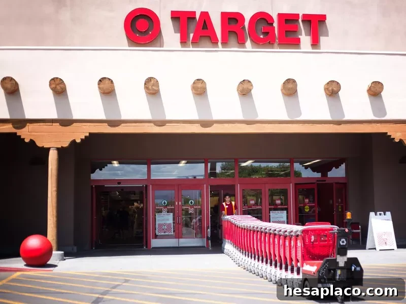 Santa Fe, NM: Target Employee Pulls Red Shopping Carts into Store