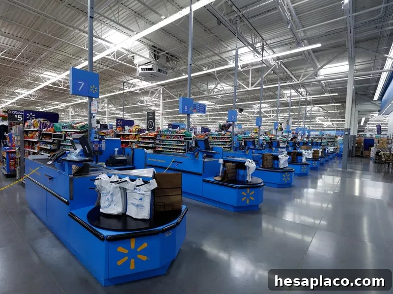 Walmart store interior in Portland, Oregon, USA