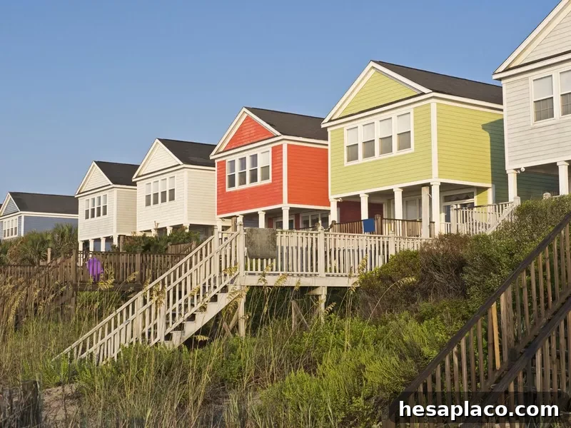Beachfront vacation cottages in summer