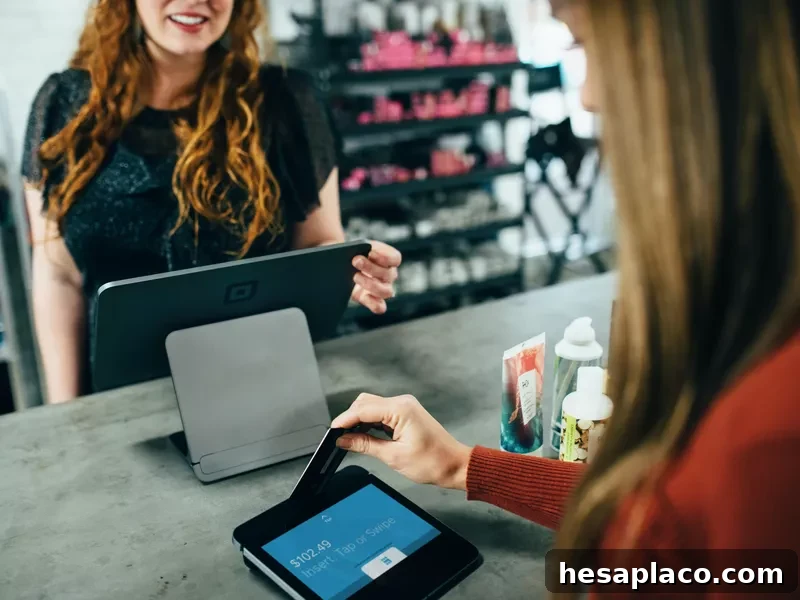 Customer making a purchase at a business