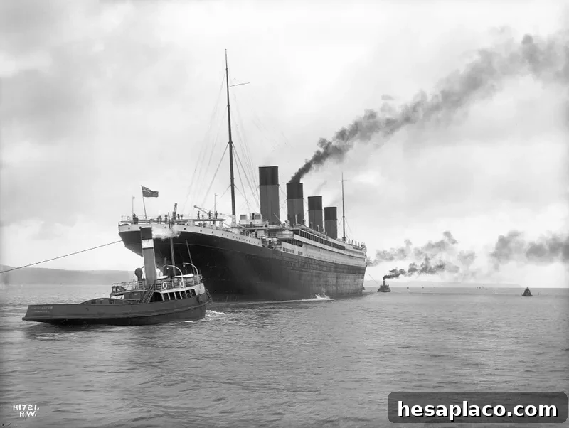 The Titanic leaving port