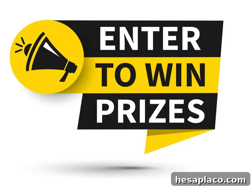 Speech bubble with megaphone and sign text Enter to Win Prizes. Vector illustration