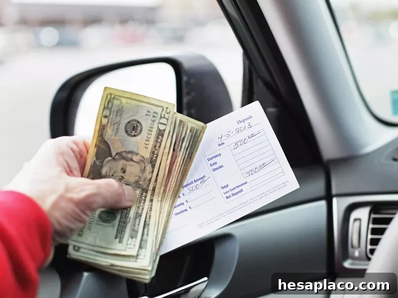 Person holding a large deposit for a car purchase