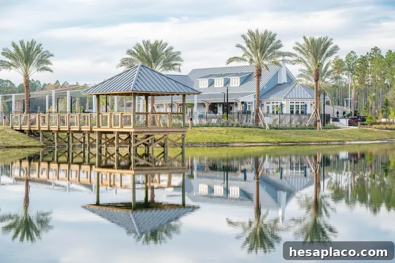 The lake and clubhouse in St. Johns, Florida