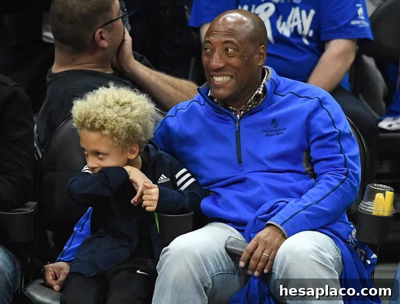 Allen with son at a game