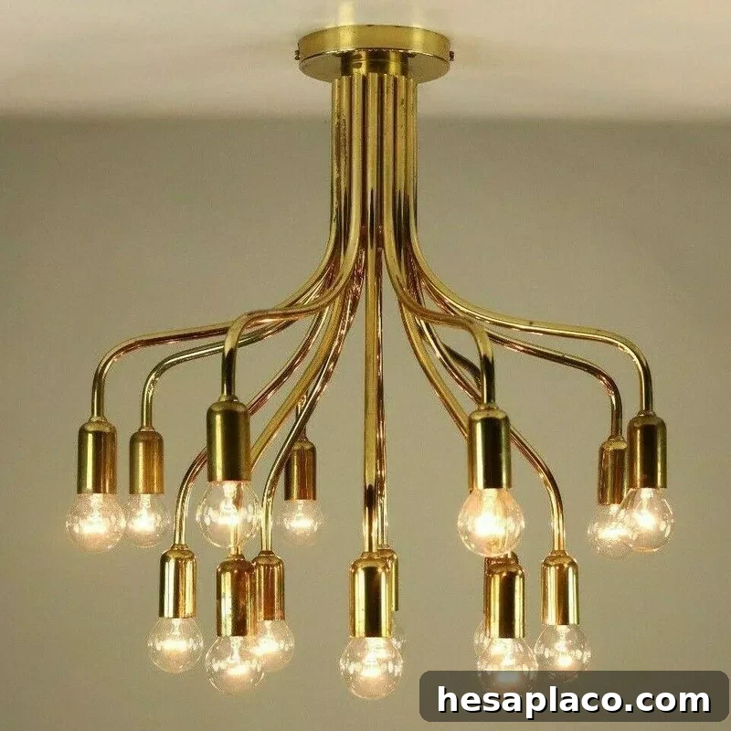 Gaetano Sciolari Brass Chandelier