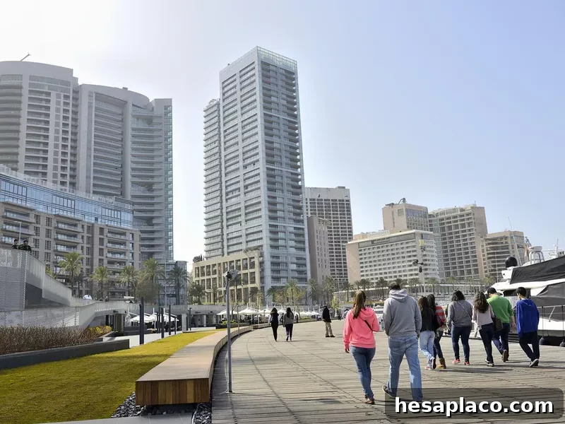 People enjoying a sunny day in Beirut, Lebanon