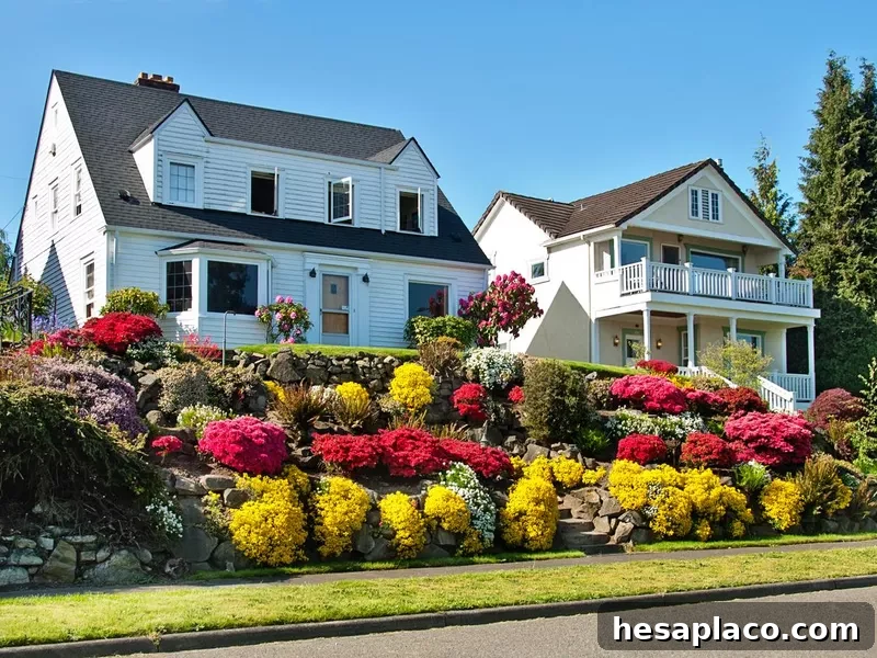 American Dream Home with Flower Garden