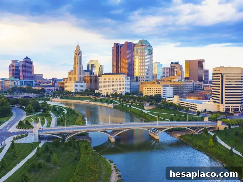 Columbus, Ohio with the Scioto river