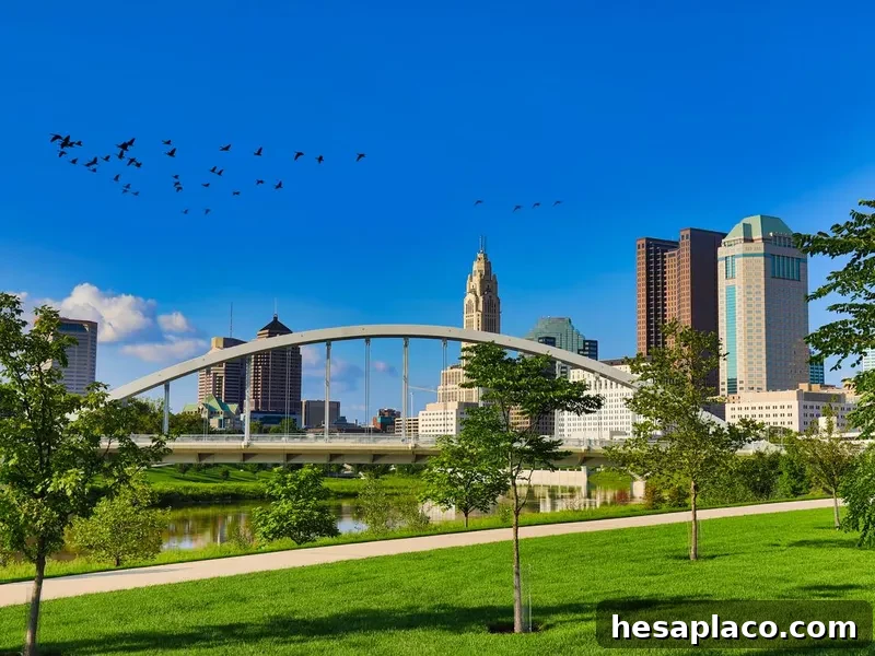 The Main street bridge in downtown Columbus, Ohio