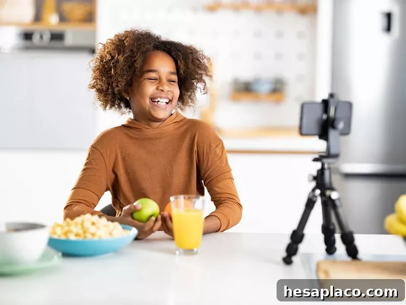 Girl vlogging at home.