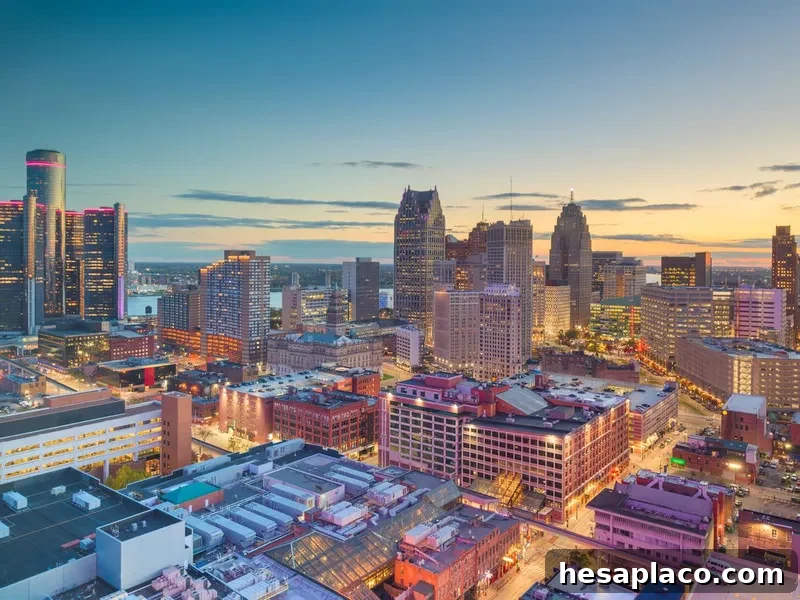 Detroit, Michigan, downtown skyline