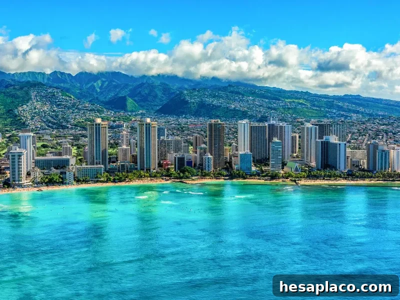 Waikiki area of Honolulu skyline