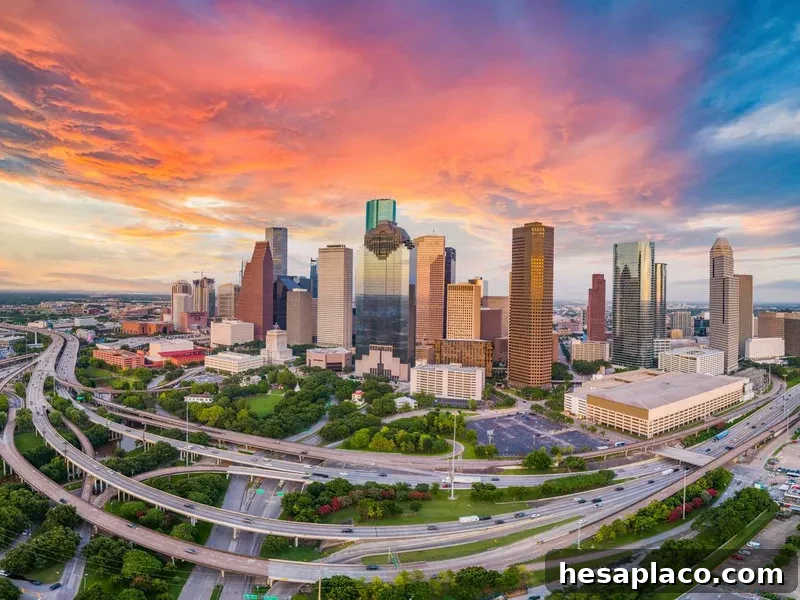 Houston, Texas, USA Drone Skyline Aerial Panorama