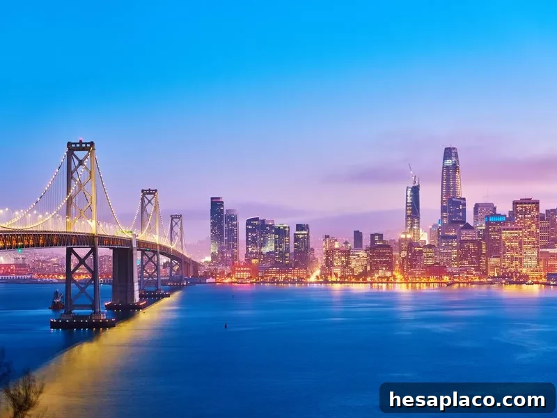 San Francisco, California, skyline at sunset