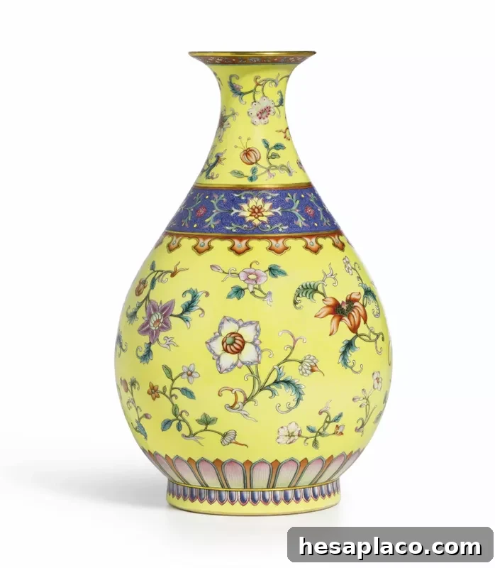 Chinese Yellow Ground Yangcai Vase