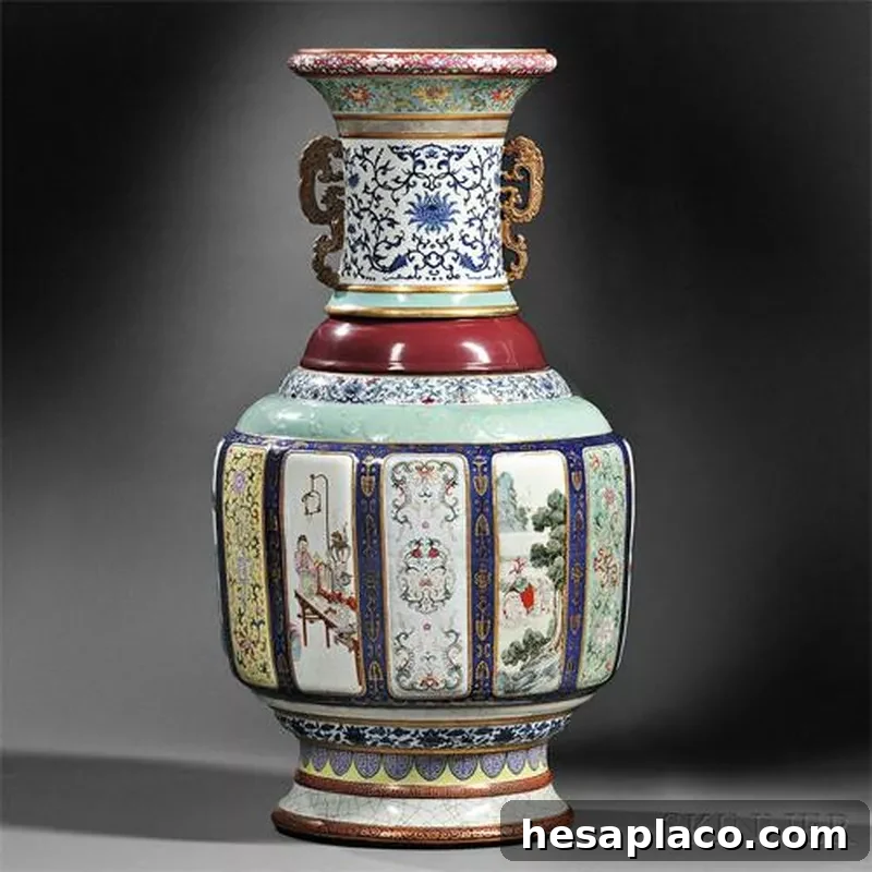 Chinese Painted Enamel and Bronze Qing Dynasty Vase