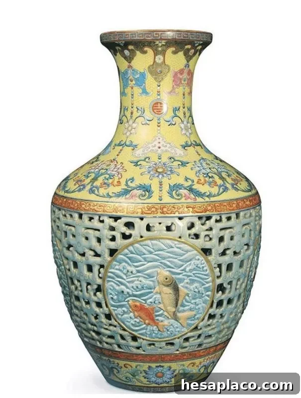 Chinese Jiqingyouyu Reticulated Vase