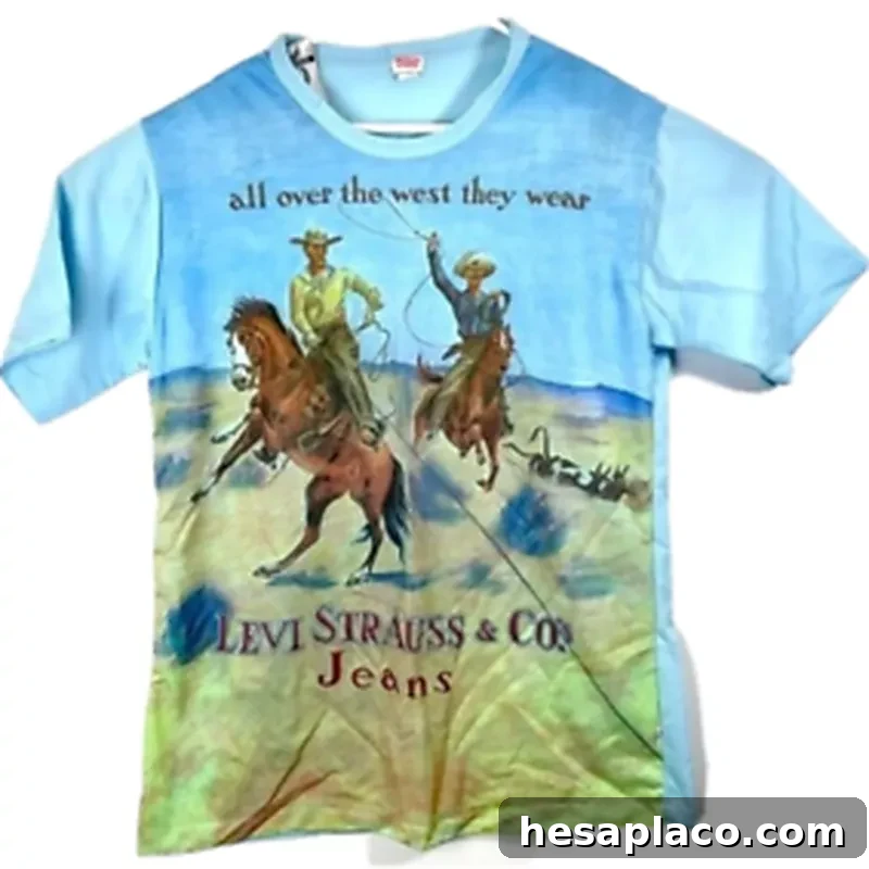 Vintage Levi's Men's Blue 70s Cowboy Tee