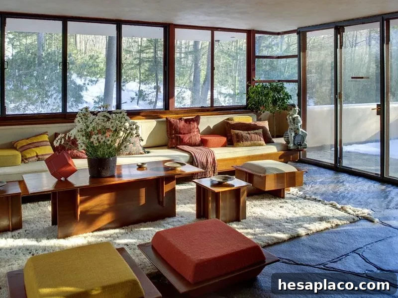 Fallingwater interior Frank Loyd Wright