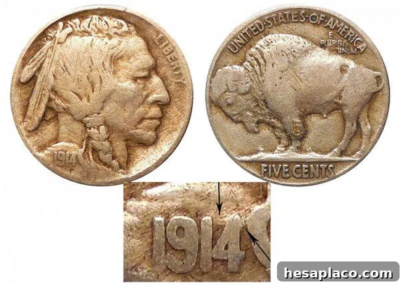 1914 4 Over 3 Buffalo Nickel