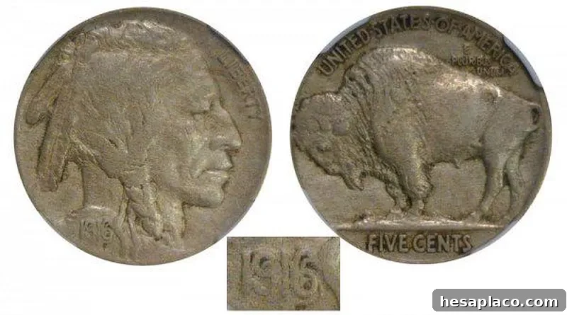 1916 Doubled Die Obverse Buffalo Nickel