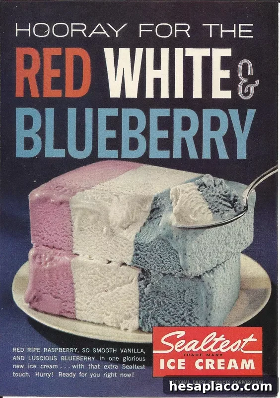 Red raspberry, white vanilla and blueberry ice cream