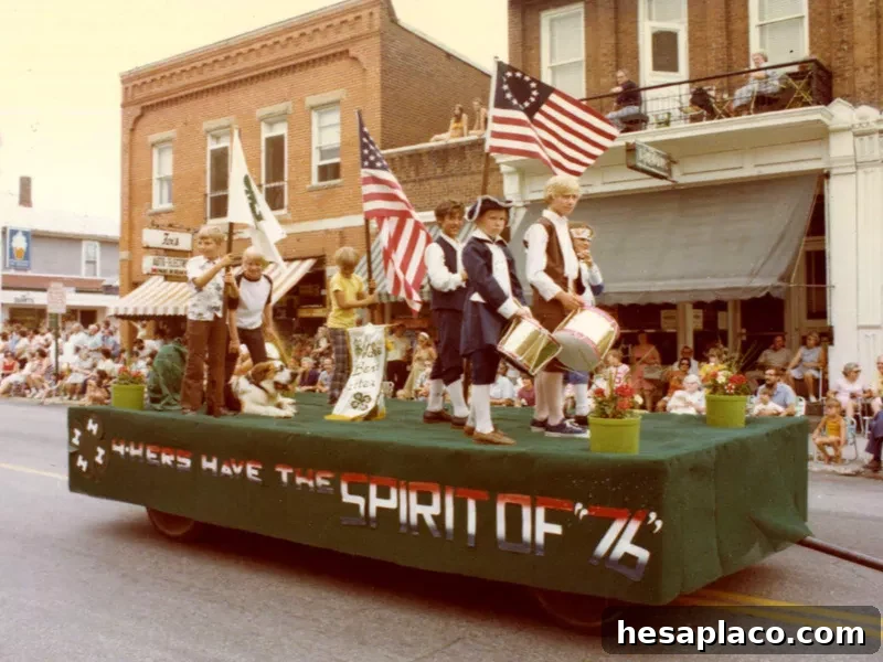 Bicentennial float with costumed Founding Fathers