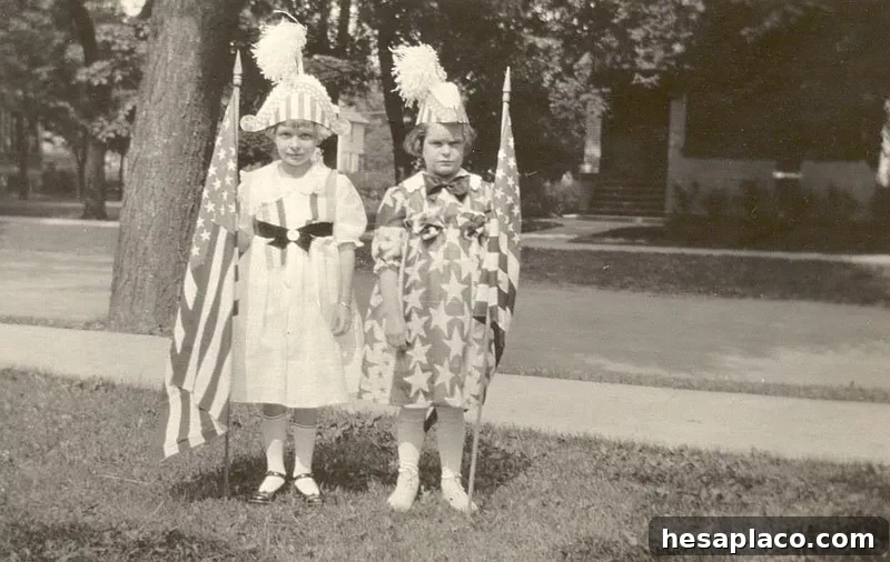 Girls dressed for a vintage Fourth of July celebration
