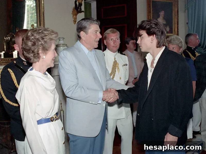 Young Johnny Depp in Rare Early Career Footage 4 Young Johnny Depp meeting with President Ronald Reagan