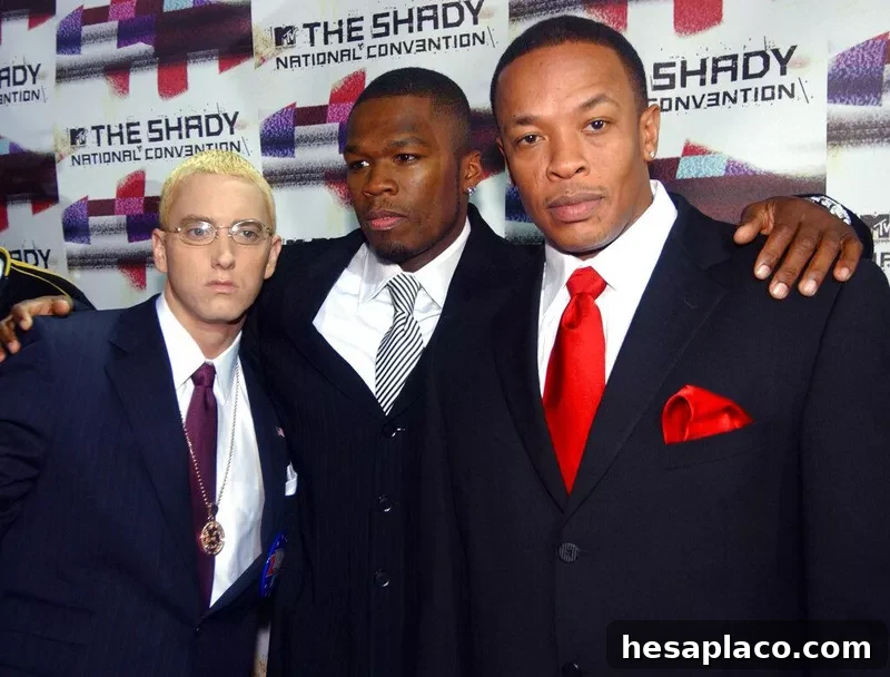 50 Cent with Dr. Dre and Eminem