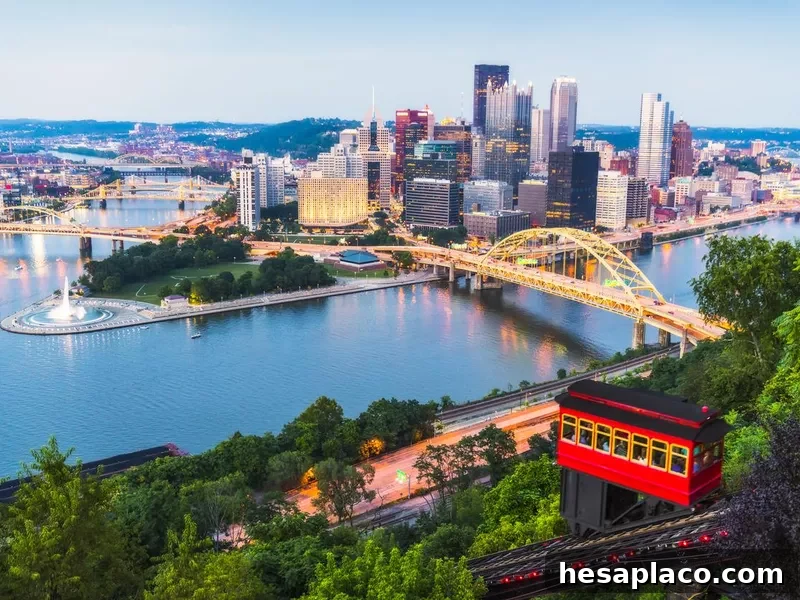 pittsburgh,pennsylvania,usa. 2017-08-20, beautiful pittsburgh at twilight.