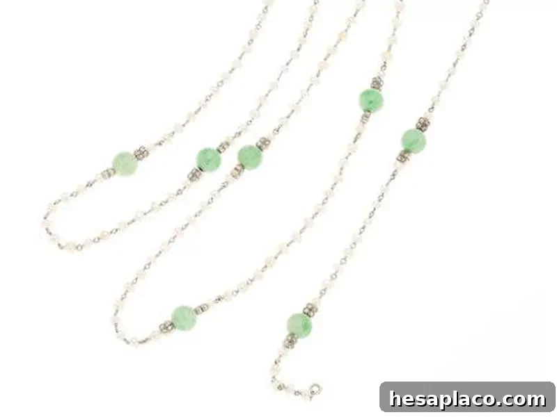 Jadeite Jade, Freshwater Cultured Pearl, Diamond, and Platinum Necklace